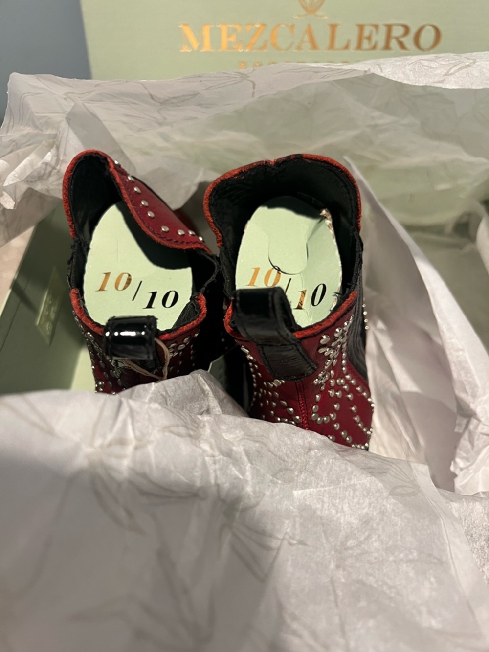 Mezcalero Chiara Red Kiss Studded Western Boots - Sz. 9.5 - New in Box - Picture 7 of 16